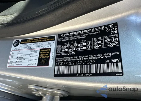 2017 Mercedes-Benz Gls 550 4Matic из США, поврежденный, VIN 4JGDF7DE2HA791339